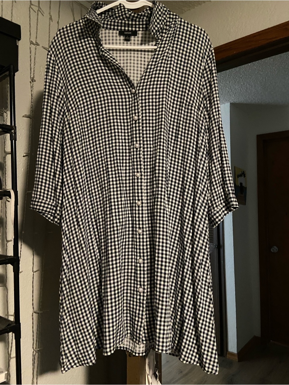 MSK Black & White Gingham Button-Down Shirt